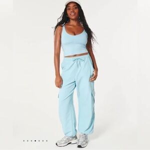 Gilly Hicks Mint Green Active Recharge Cargo Jogger Pants Fleece-Lined